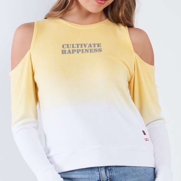 COLD SHOULDER “Cultivate Happiness ” SWEATSHIRT - Picture 2 of 5